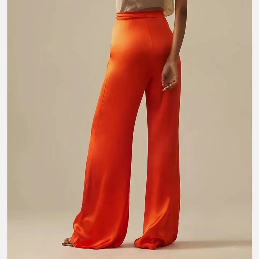 NWT Anthropologie Corey Lynn Calter Pleated Wide-Leg Satin Pants size ME…